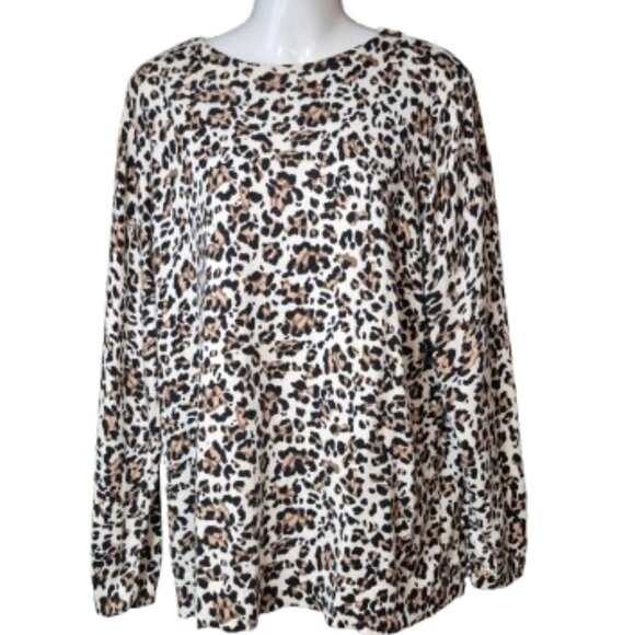 Talbots Leopard Print Crew Neck Sweater Women's Plus Size 2X - Picture 10 of 10